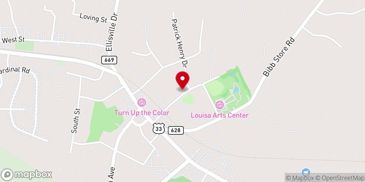 Map showing location of Louisa Presbyterian Church