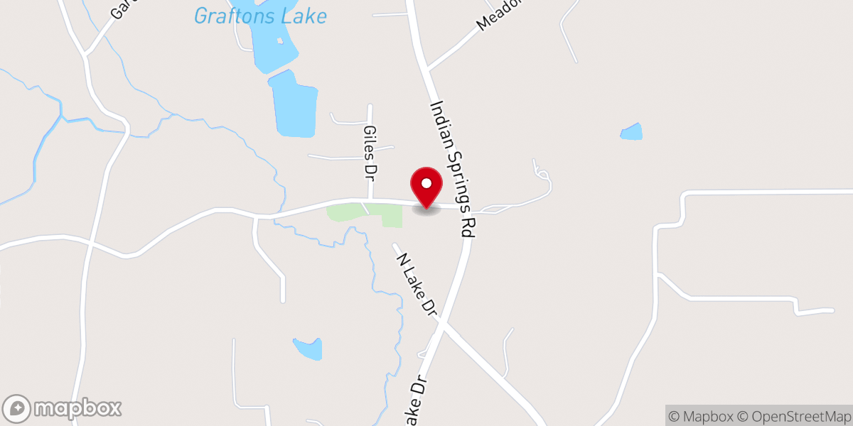 Map showing location of Indian Springs Baptist Church