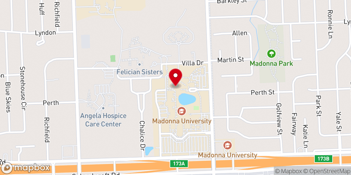Map showing location of Madonna University Chapel