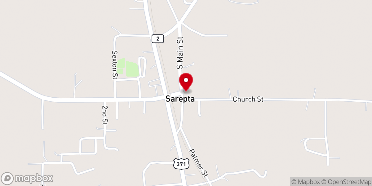 Map showing location of New Sarepta Baptist Church