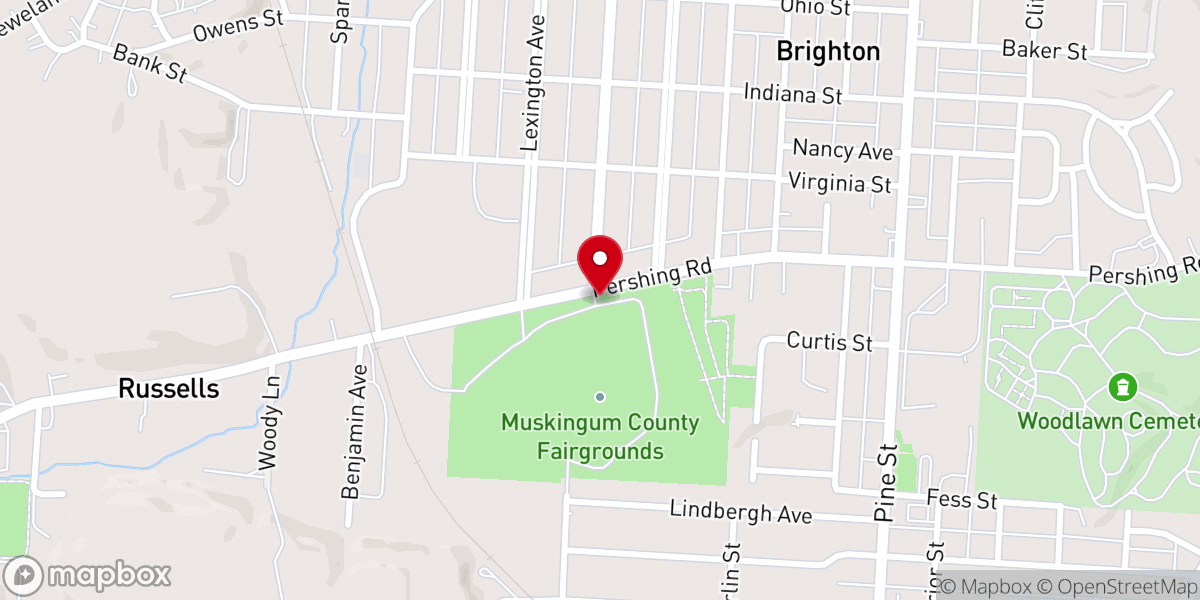 Map showing location of Muskingum County Fairgrounds