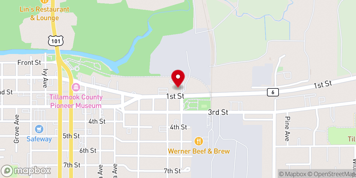 Map showing location of Tillamook Seventh-day Adventist Church