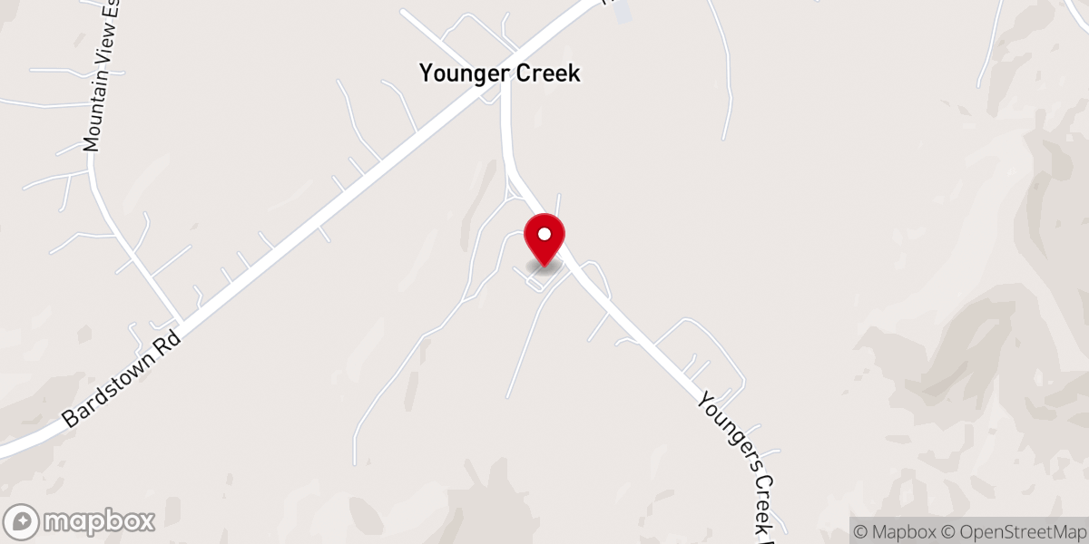Map showing location of Youngers Creek Baptist Church