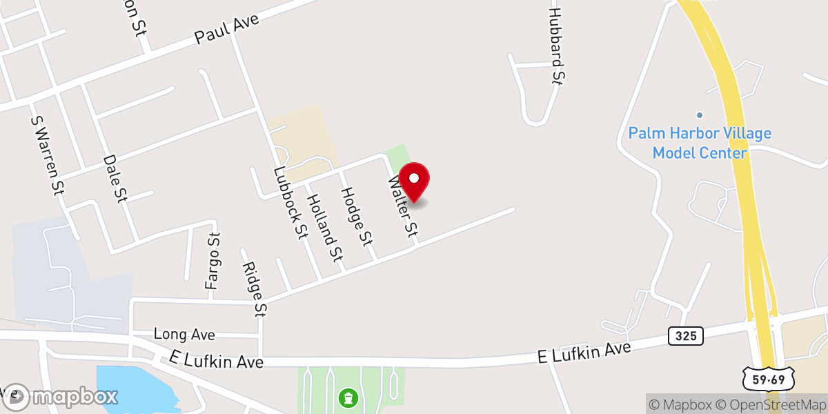 Map showing location of Iglesia de Cristo en Lufkin, TX