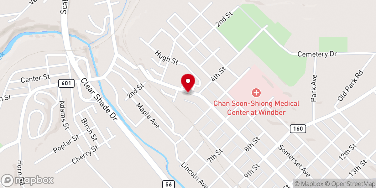 Map showing location of Fellowship Inn