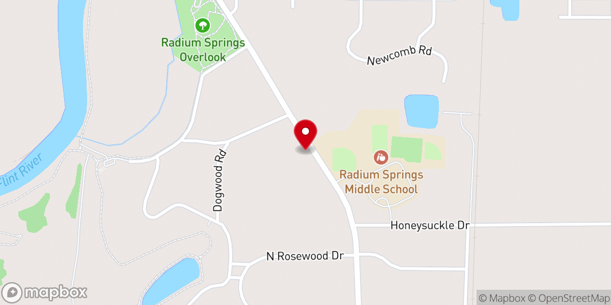 Map showing location of Blue Springs Baptist Church