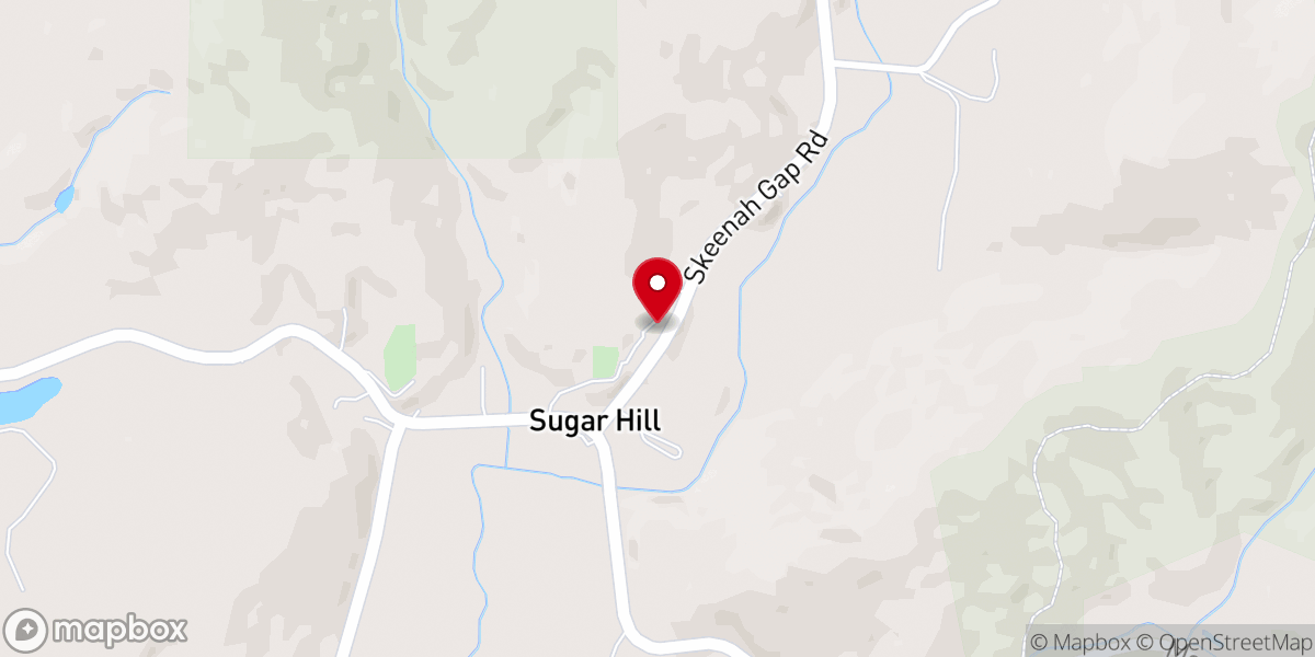 Map showing location of Sugar Hill Baptist Church