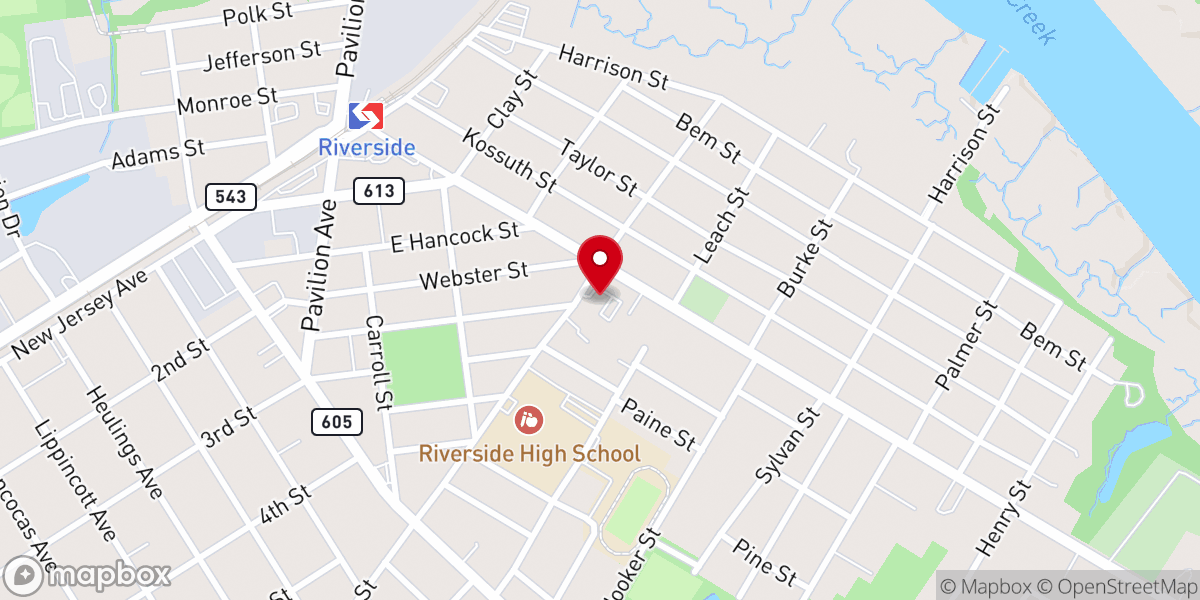 Map showing location of First Moravian Church, Riverside, NJ
