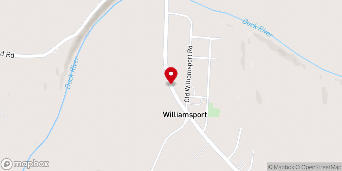 Map showing location of Williamsport Baptist Church