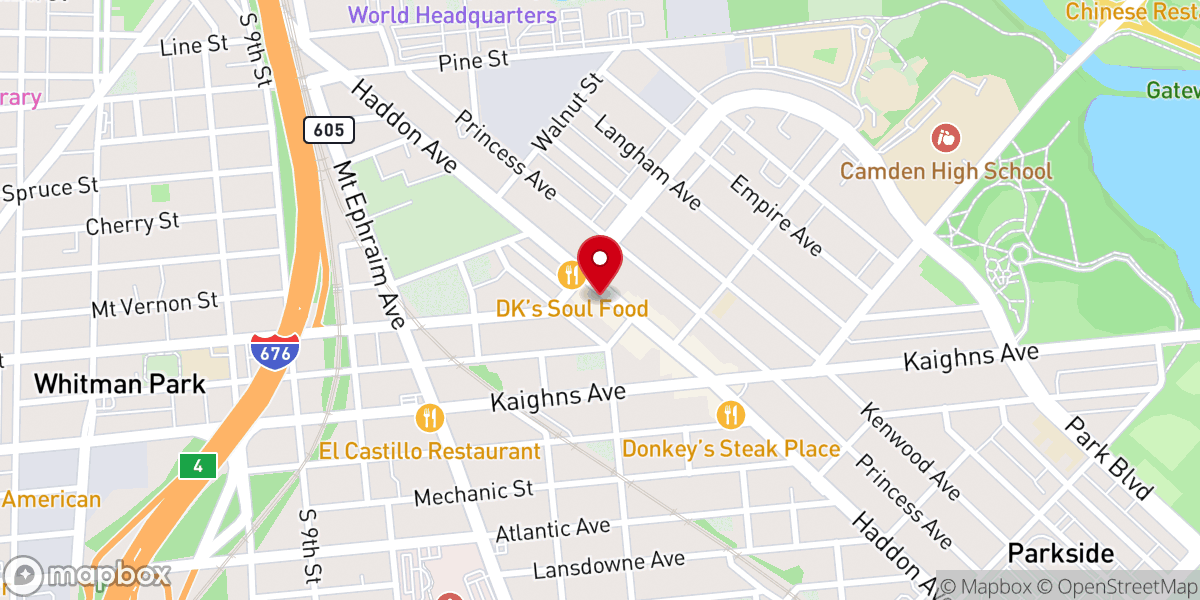 Map showing location of Pastor Ernest Dickens