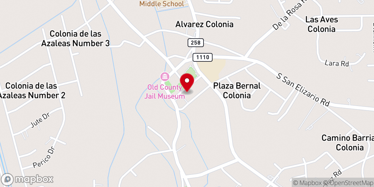 Map showing location of Presidio Chapel of San Elizario