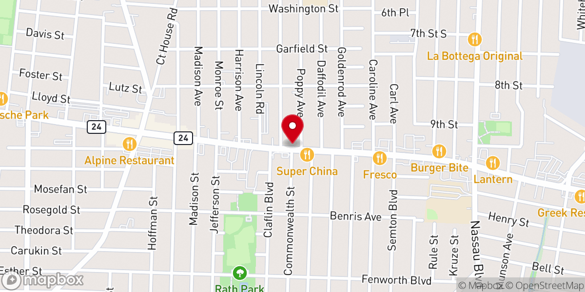 Map showing location of Grace Baptist Church