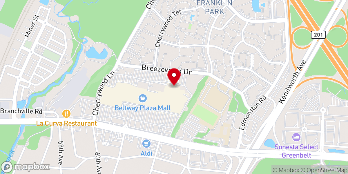 Map showing location of Iglesia Pentecostal Nuevo Renacer Greenbelt, MD