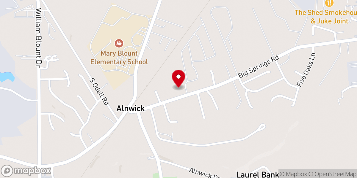 Map showing location of Alnwick Community Center