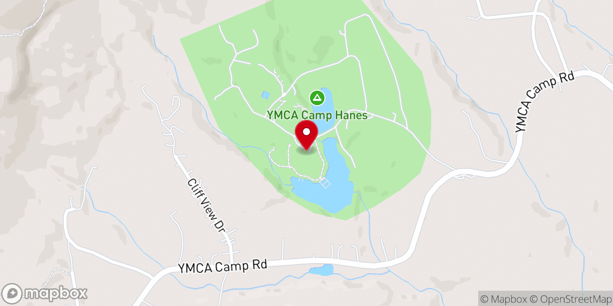 Map showing location of YMCA Camp Hanes