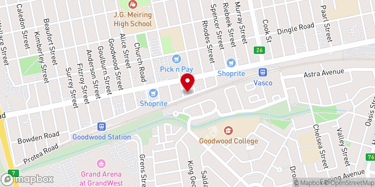 Map showing location of Viens et Vois Church Cape Town