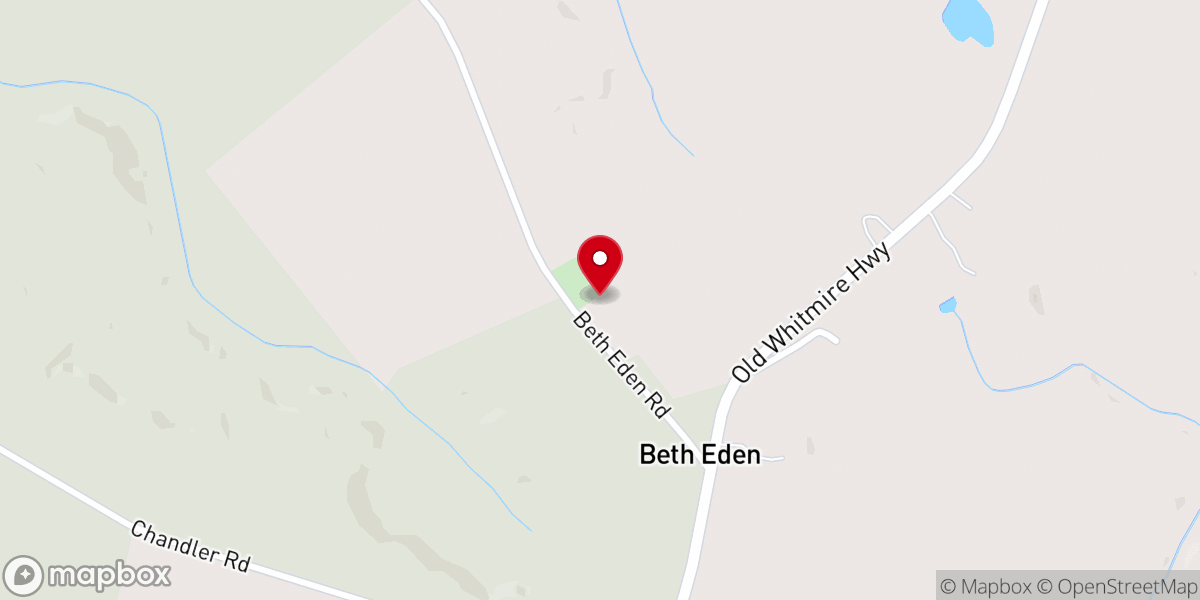 Map showing location of Beth Eden Lutheran Church