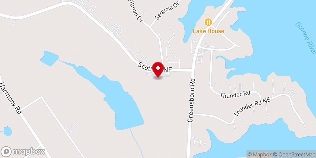 Map showing location of Lake Oconee Presbyterian Church