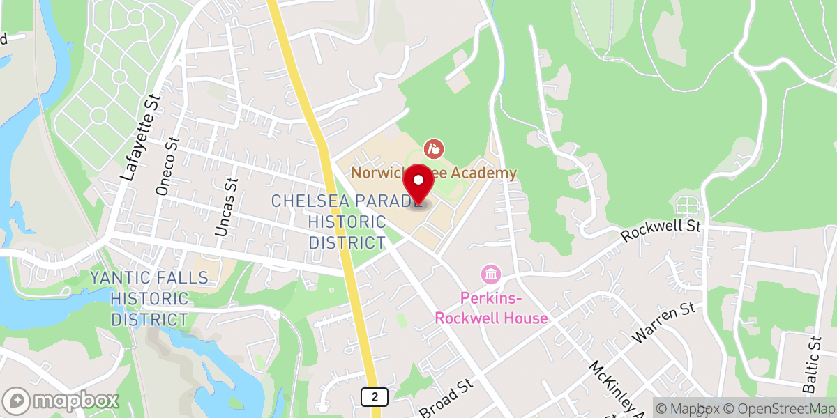 Map showing location of Slater Memorial Museum