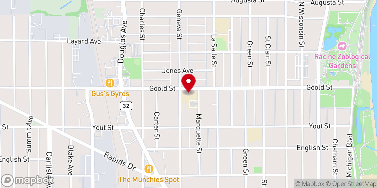 Map showing location of Trinity Lutheran Church and School