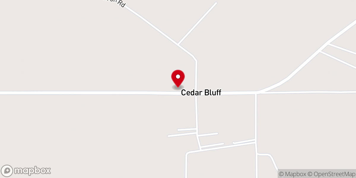Map showing location of Cedar Bluff Baptist Church Cedar bluff, MS