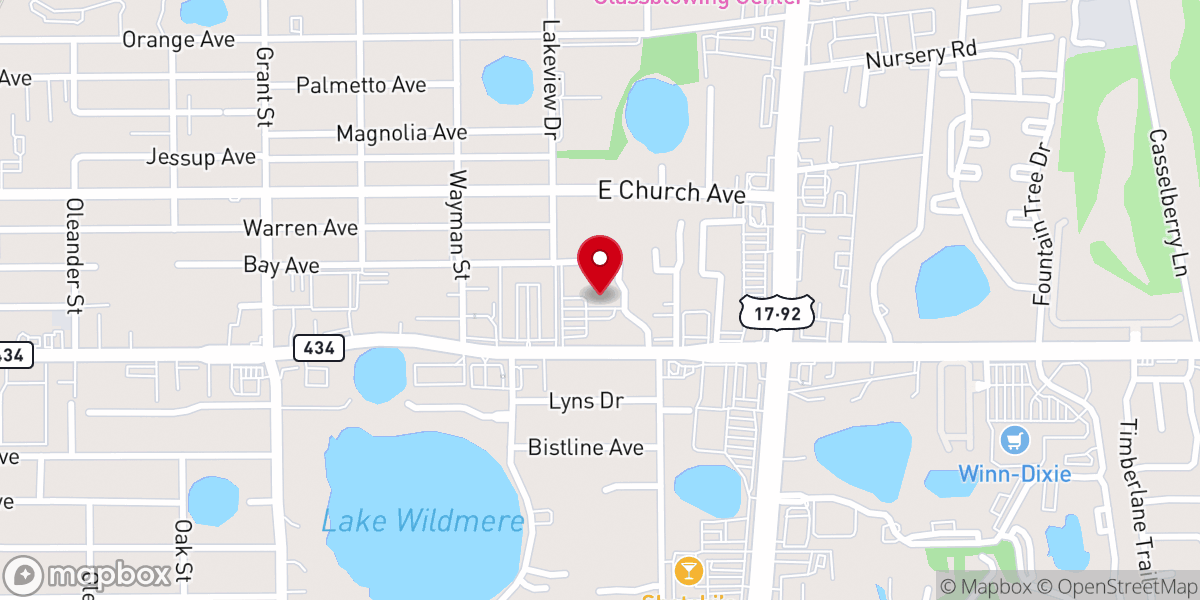 Map showing location of First Baptist Church of Longwood