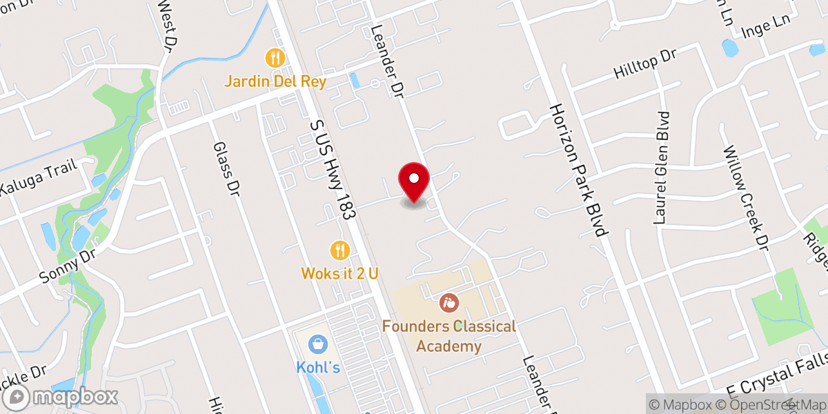 Map showing location of Calvary Chapel Leander
