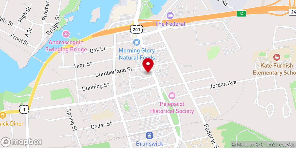 Map showing location of Brunswick Downtown Association