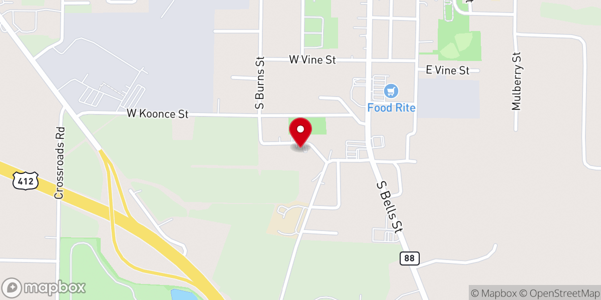 Map showing location of Lincoln Street Church of Christ