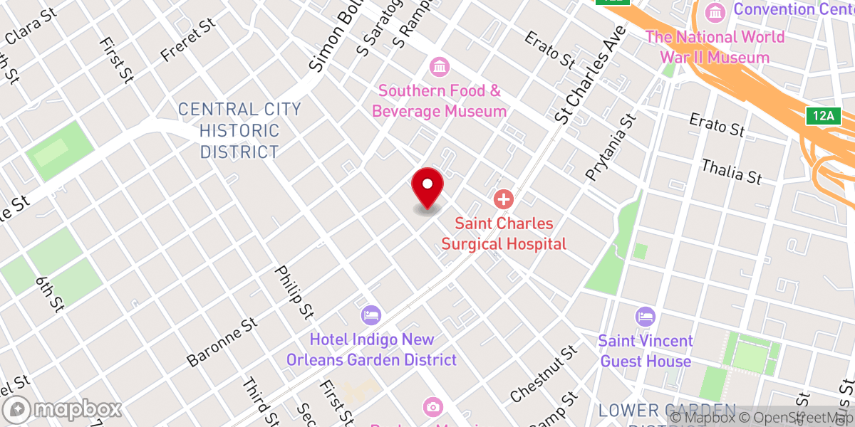 Map showing location of First Emanuel Baptist Church