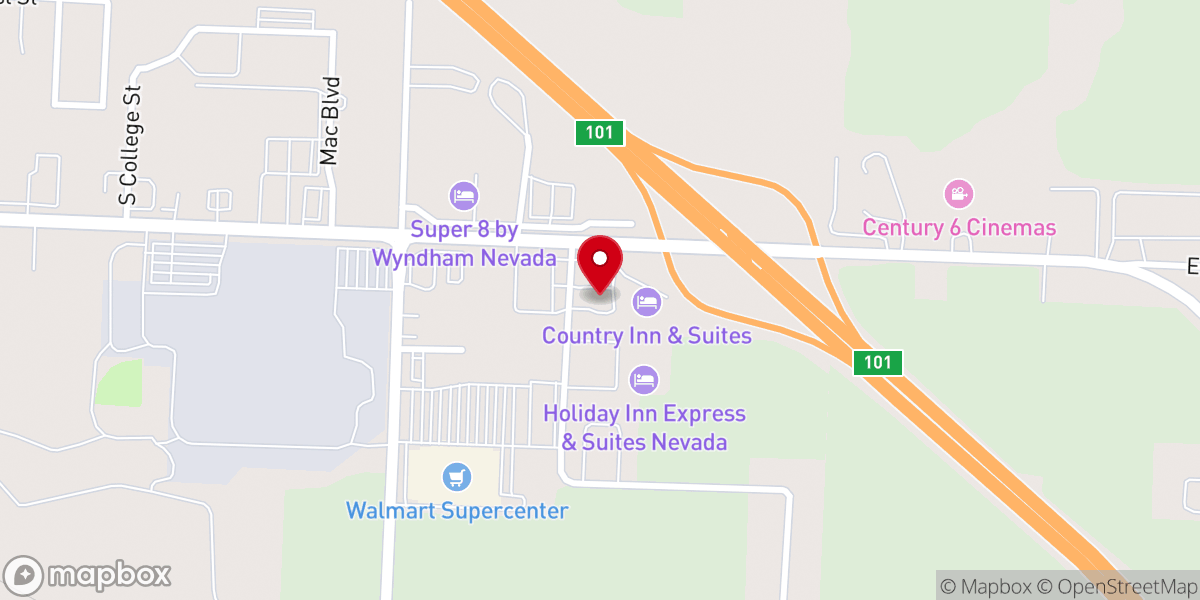 Map showing location of Buzz's BBQ & Steakhouse