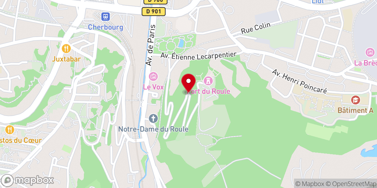 Map showing location of Batterie du Roule