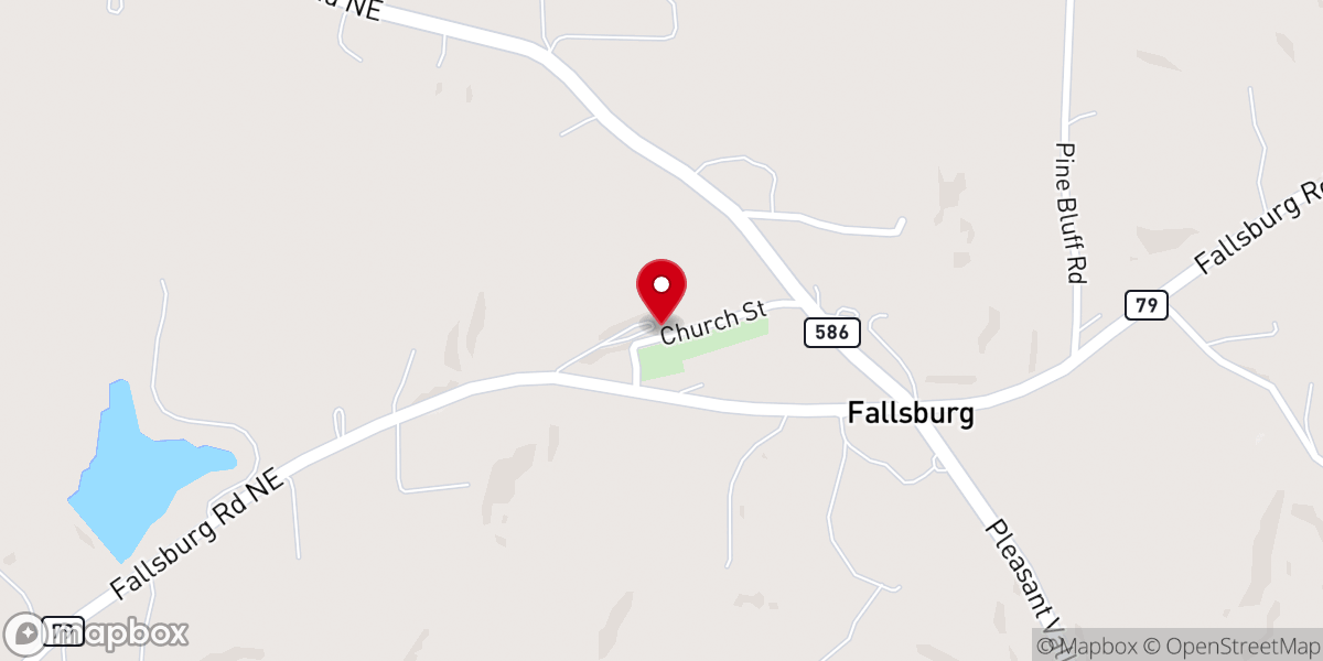 Map showing location of Fallsburg Baptist Church