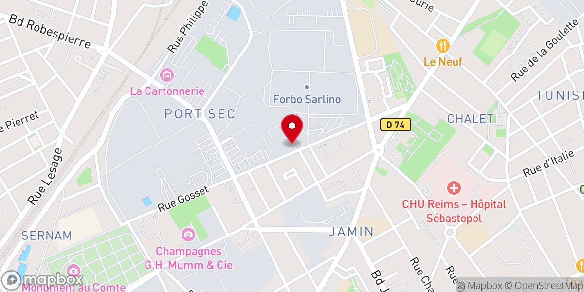 Map showing location of Église Évangélique de Reims