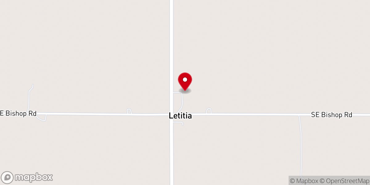Map showing location of Letitia Baptist Church