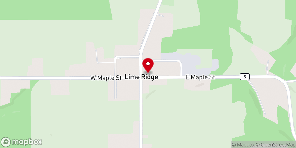 Map showing location of Lime Ridge