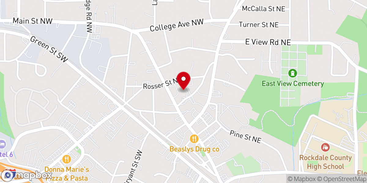 Map showing location of Conyers First Methodist Church