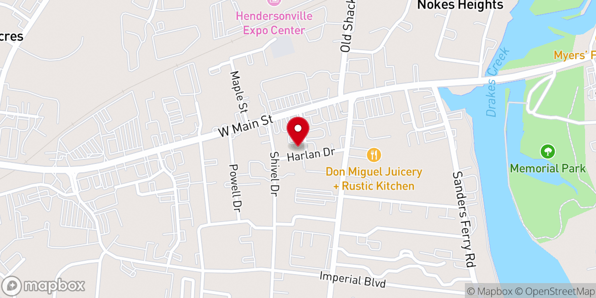 Map showing location of Hendersonville Samaritan - Food Distribution Center