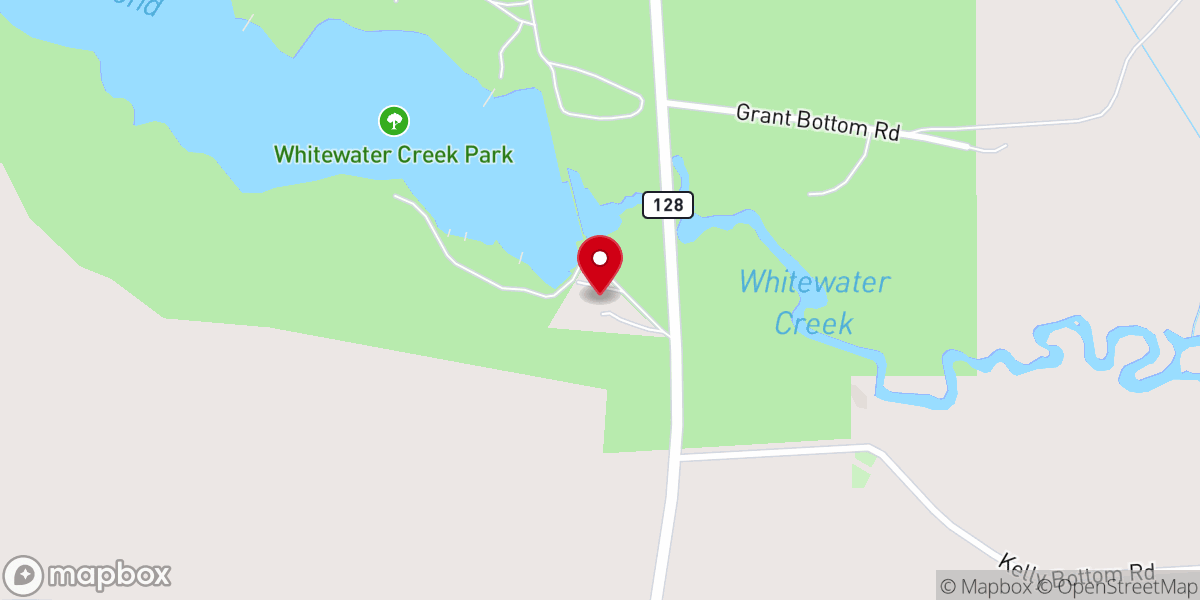 Map showing location of Whitewater Baptist Church