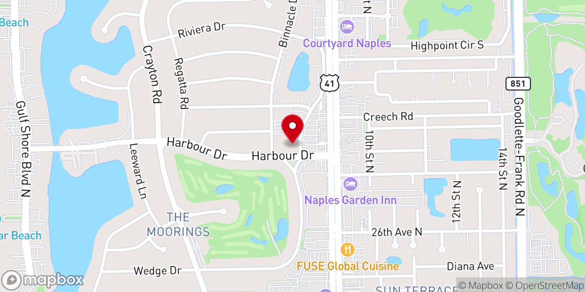 Map showing location of Moorings Presbyterian Church