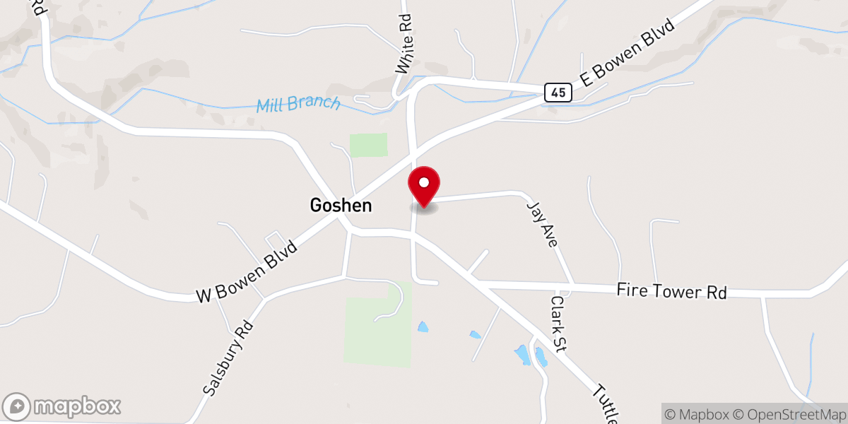 Map showing location of Goshen Fire District Station #1