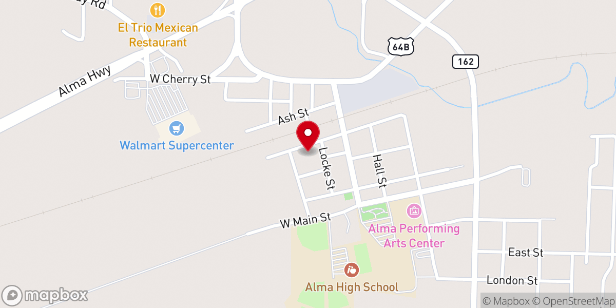 Map showing location of Alma Church of Christ