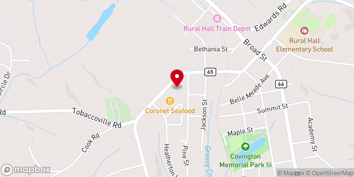 Map showing location of Rural Hall Blessing Box