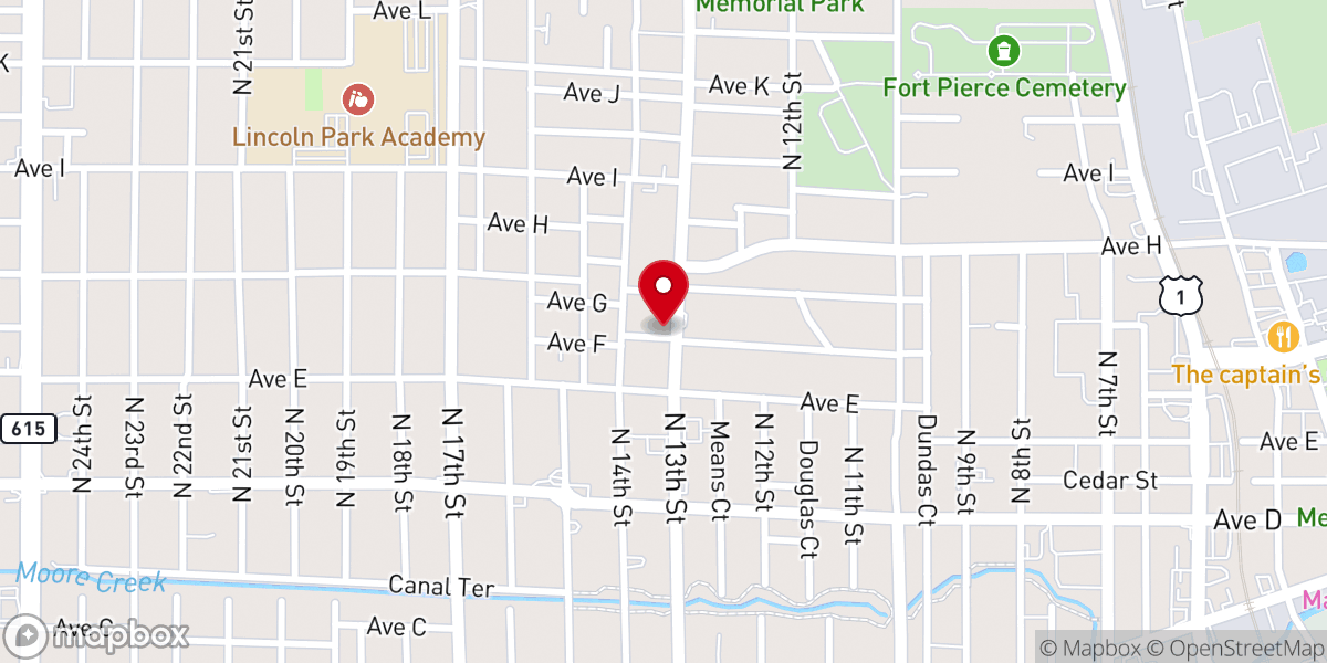 Map showing location of Family Affair Worship Center Inc