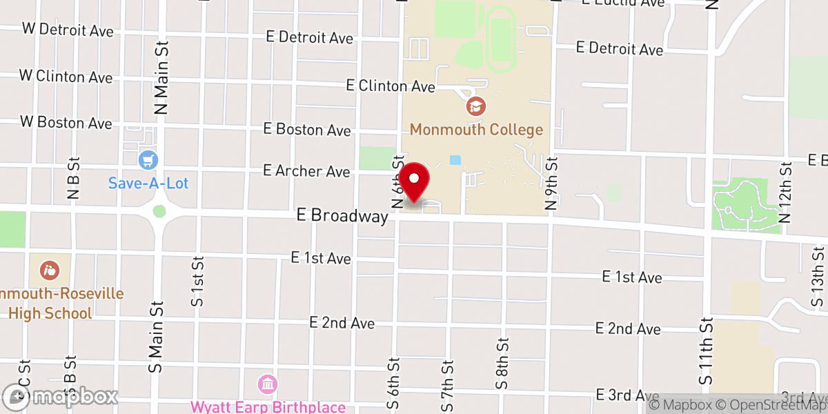 Map showing location of Monmouth College