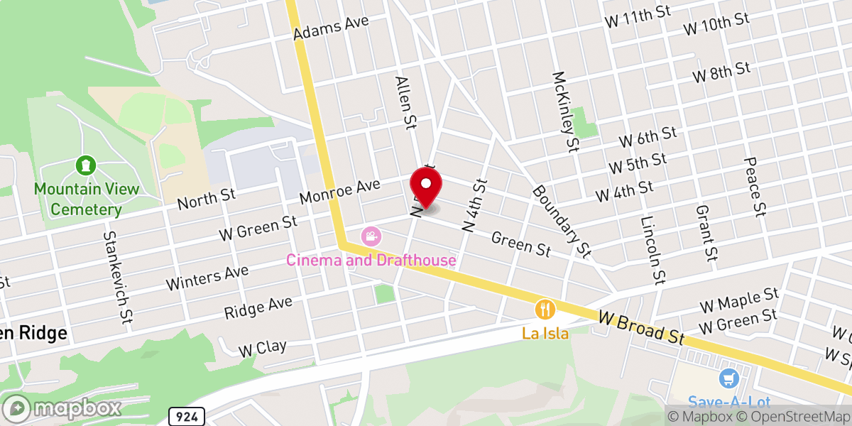 Map showing location of West Hazleton Trinity Lutheran Church