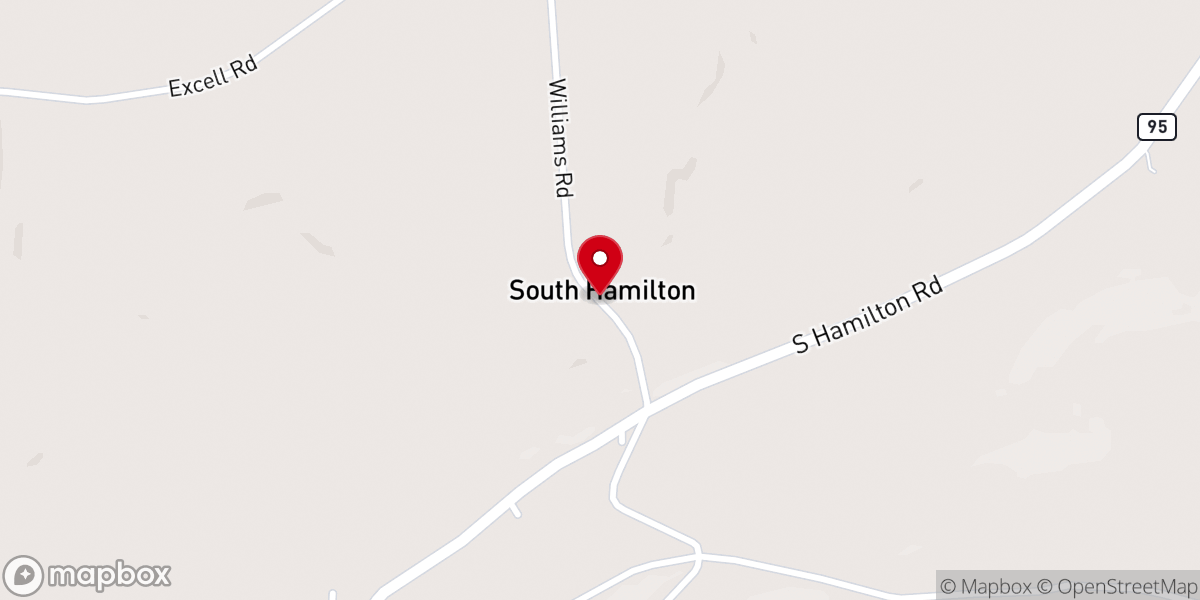 Map showing location of South Hamilton Baptist Church (former)