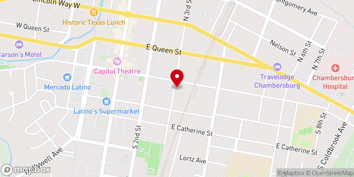 Map showing location of Chambersburg Church of Christ