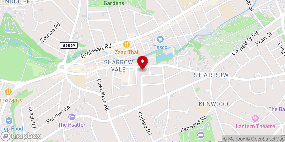 Map showing location of The Crowded House Sheffield