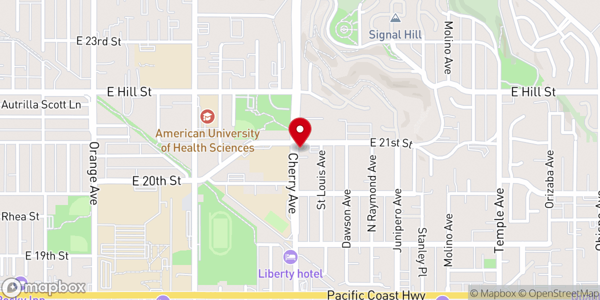 Map showing location of Signal Hill Christian Center